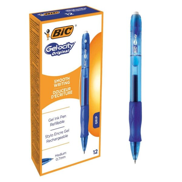 BIC Gel-ocity Gelschreiber blau/transparent 0,3 mm, Schreibfarbe: blau, 12 St.
