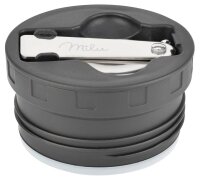 Milu Isolier-Speisebehälter schwarz 1 Thermobehälter mit Tasche, klappbarer Löffel, 5 farbige Trageschlaufen aus Gummi, 1 St.
