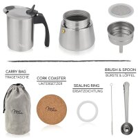 Milu Espressokocher silber, 2 Tassen