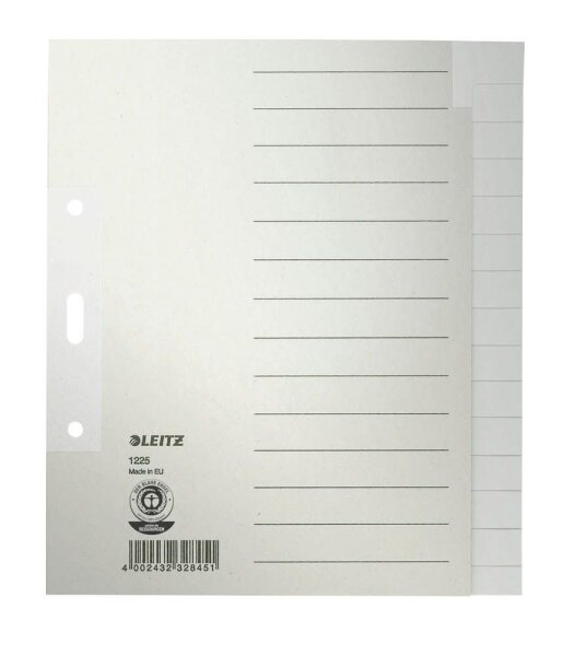 LEITZ Ordnerregister 1225 DIN A5 Vollformat blanko grau 15-teilig, 1 St.