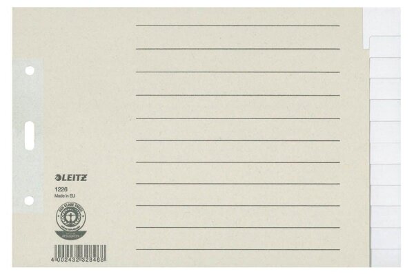LEITZ Ordnerregister 1226 DIN A5 Vollformat blanko grau 12-teilig, 1 St.