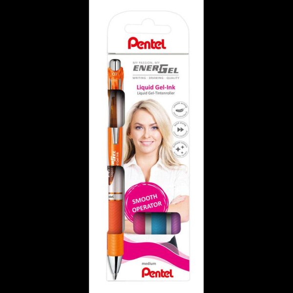 Pentel EnerGel BL77 Gelschreiber-Set orange, pink, hellblau, lila 0,35 mm, Schreibfarbe: farbsortiert, 4 St.