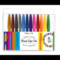 Pentel SES15-12 Brush-Pen-Set farbsortiert, 12 St.