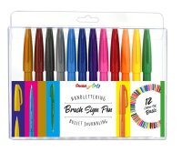 Pentel SES15-12 Brush-Pen-Set farbsortiert, 12 St.