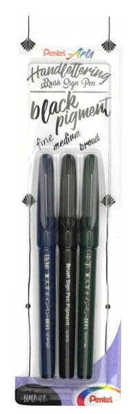 Pentel XSES14/3-ANN2 Brush-Pen schwarz, 3 St.