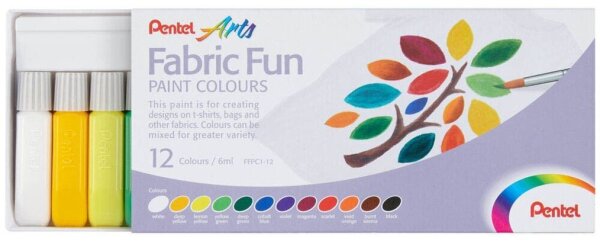 Pentel Arts FFPC1-12 Stoffmalfarbe farbsortiert 12 x 6,0 ml, 1 St.
