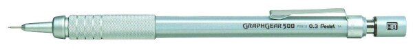 Pentel Graphgear 500 PG51 Druckbleistift silber HB 0,3 mm, 1 St.
