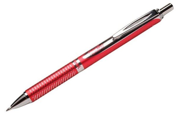 Pentel EnerGel BL407 Gelschreiber rot/silber 0,35 mm, Schreibfarbe: schwarz, 1 St.