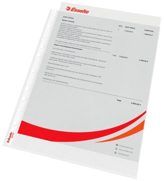 Esselte Prospekthüllen DIN A4 transparent genarbt 0,07 mm, 100 St.