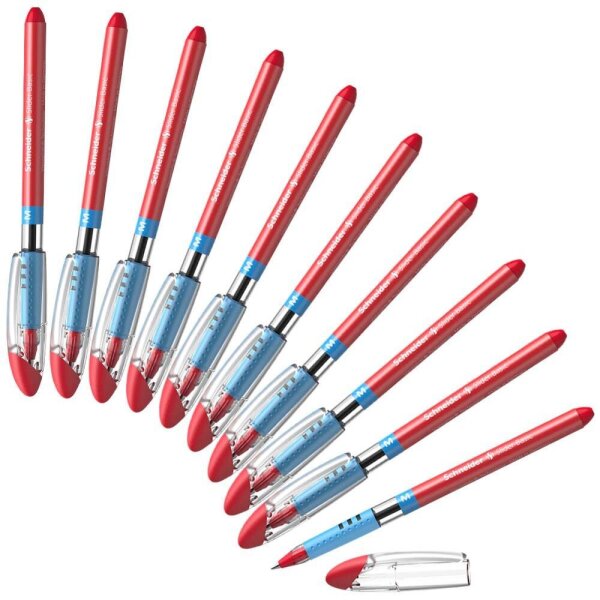Schneider Kugelschreiber Slider Basic M rot/transparent, Schreibfarbe: rot, 10 St.