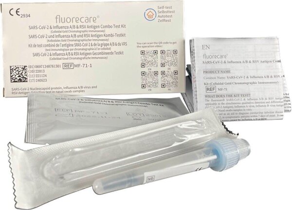fluorecare® Laien-Antigen-Schnelltest 4 in 1 SARS-CoV-2 Influenza A/B & RSV Combo, 1 St.