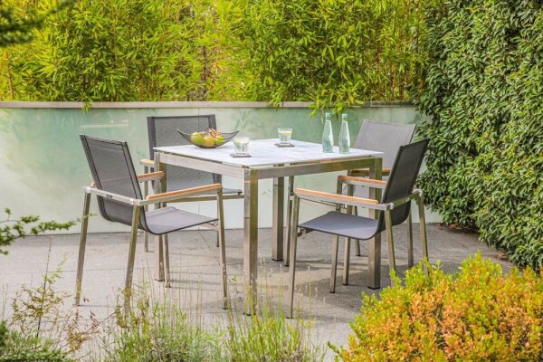 greemotion Sitzgruppe Sydney grau, silber Textilene, Metall, 5-teilig