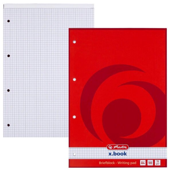 herlitz Briefblock x.book DIN A4 kariert, 1 Block