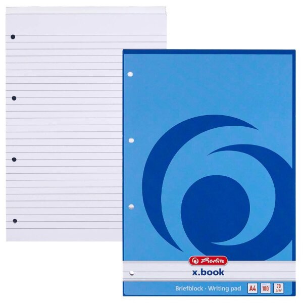 herlitz Briefblock x.book DIN A4 liniert, 1 Block