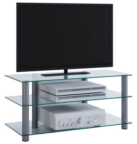 VCM my media TV-Rack Netasa silber, klarglas
