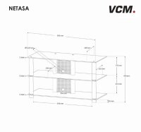 VCM my media TV-Rack Netasa silber, klarglas