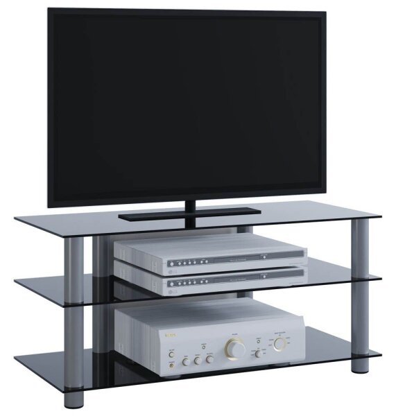 VCM my media TV-Rack Netasa silber, schwarzglas