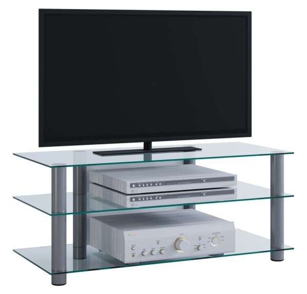 VCM my media TV-Rack Zumbo silber, klarglas  ( 14150 )