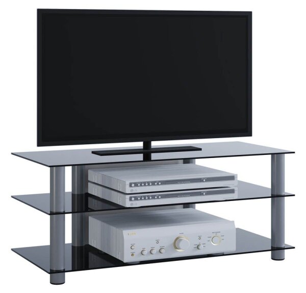 VCM my media TV-Rack Zumbo silber, schwarzglas  ( 14155 )