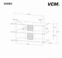 VCM my media TV-Rack Zumbo silber, schwarzglas  ( 14155 )