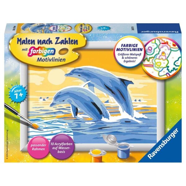Ravensburger Malen-nach-Zahlen Freunde des Meeres Delfine mehrfarbig