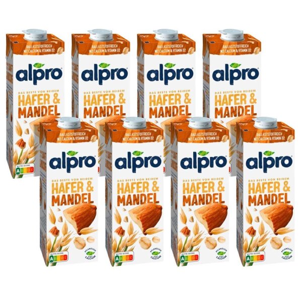 alpro® Hafer & Mandel Hafer-Mandeldrink 8x 1,0 l