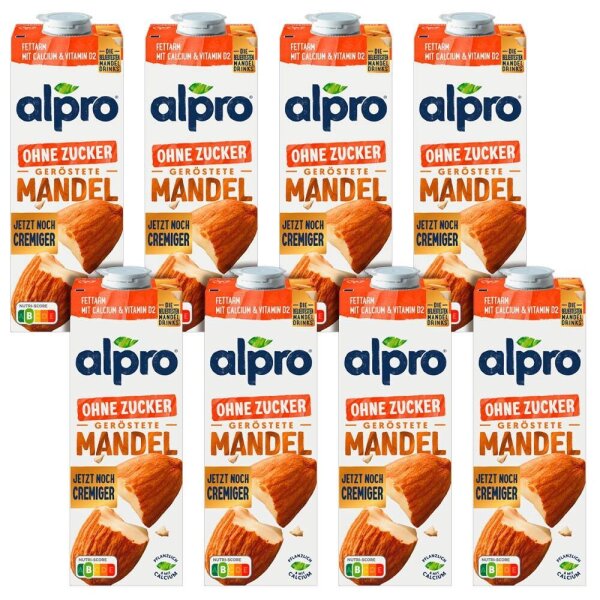 alpro® ohne Zucker Mandeldrink 8x 1,0 l