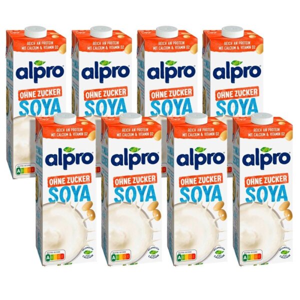 alpro® ohne Zucker Sojadrink 8x 1,0 l