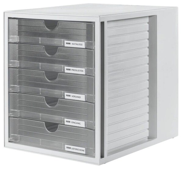 HAN Schubladenbox System-Box  transparent 1450-63D, DIN A4 mit 5 Schubladen, 1 St.