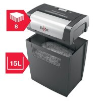 Rexel Momentum X308 Aktenvernichter mit Partikelschnitt P-3, 5 x 42 mm, bis 8 Blatt, schwarz