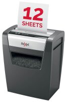 Rexel Momentum X312 Aktenvernichter mit Partikelschnitt P-3, 5 x 42 mm, bis 12 Blatt, schwarz