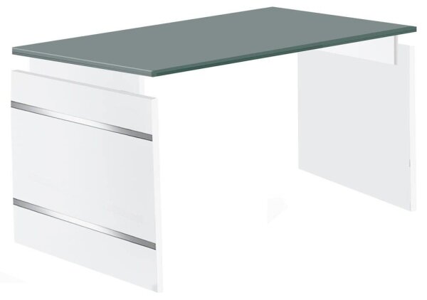 Kerkmann höhenverstellbarer Schreibtisch grafit rechteckig, Wangen-Gestell weiß 160,0 x 80,0 cm