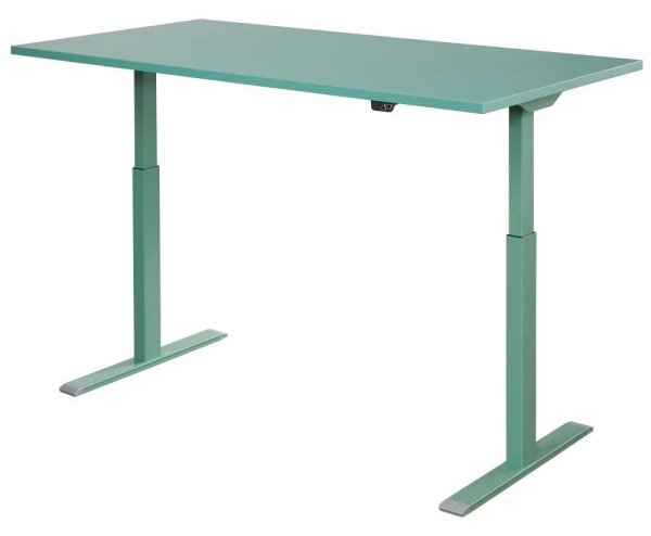 Topstar E-Table elektrisch höhenverstellbarer Schreibtisch mintgrün rechteckig, T-Fuß-Gestell grün 160,0 x 80,0 cm