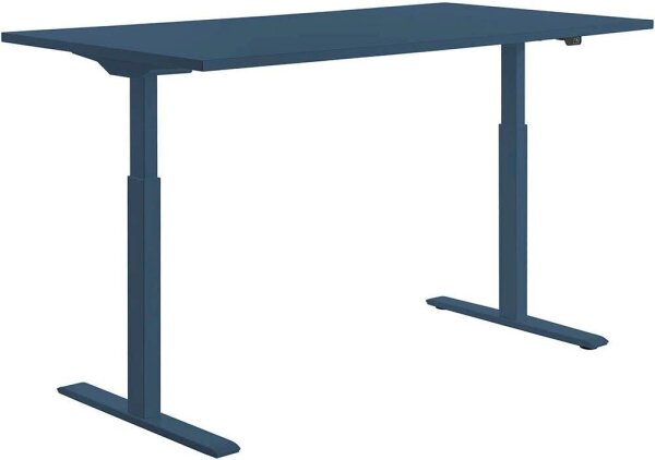 Topstar E-Table elektrisch höhenverstellbarer Schreibtisch petrolblau rechteckig, T-Fuß-Gestell blau 160,0 x 80,0 cm