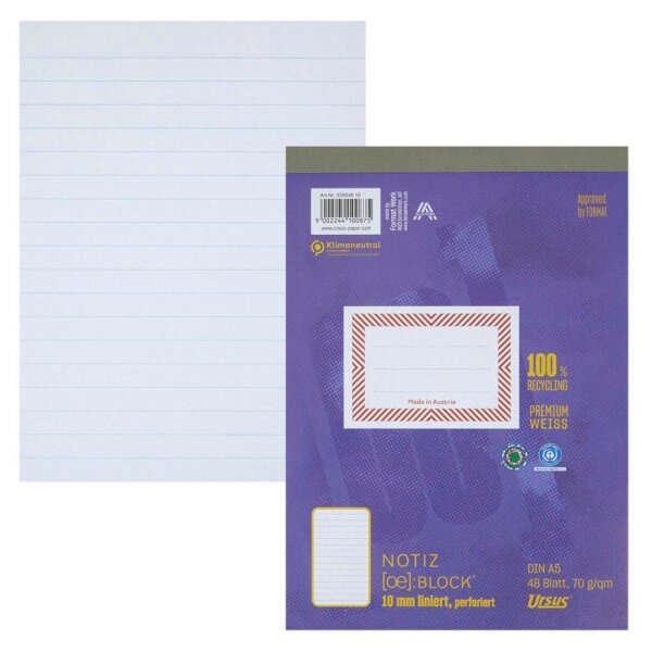 Ursus® Notizblock OE DIN A5 liniert, 1 Block