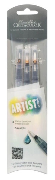 Brevilliers CRETACOLOR Artist Studio Aqua2Go Pinsel-Set, 3-teilig