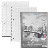 TOPPOINT Collegeblock 2 in 1 liniert und kariert DIN A4...
