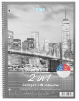 TOPPOINT Collegeblock 2 in 1 liniert und kariert DIN A4 Innen- und Außenrand, 1 Block