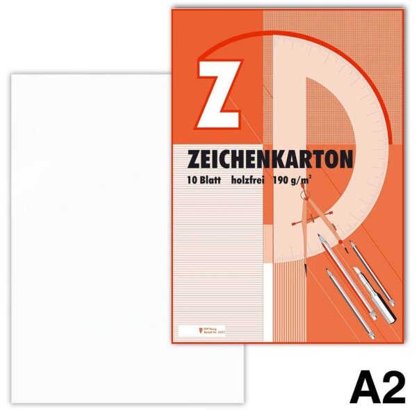 Zeichenkarton DIN A2 190 g/qm, 10 Blatt, 1 Block
