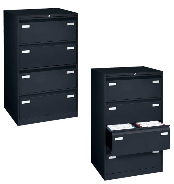 BISLEY LIGHT Hängeregistraturschrank schwarz 4 Schubladen 80,0 x 62,2 x 132,1 cm, 1 St.