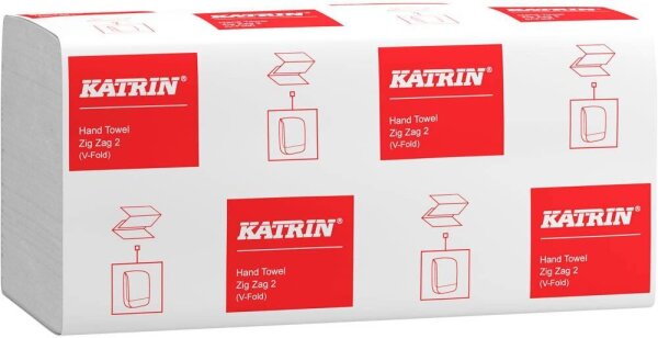 KATRIN Papierhandtücher 45570 Zick Zack 2 Zick-Zack-Falzung 2-lagig weiß, 4.000 Tücher