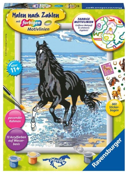 Ravensburger Malen-nach-Zahlen Pferd am Strand mehrfarbig