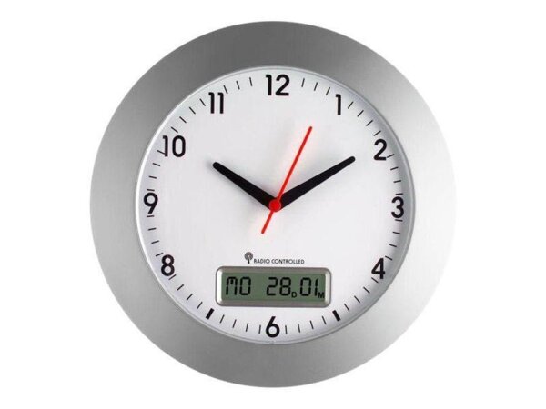 TFA® Funkwanduhr 98.1092  weiß silber Kunststoff, Ø 30,0 cm