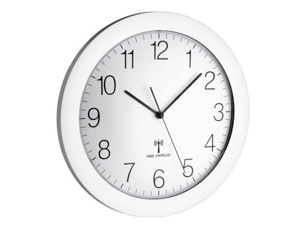 TFA® Funkwanduhr 60.3512.02 weiß silber Kunststoff, Ø 30,2 cm