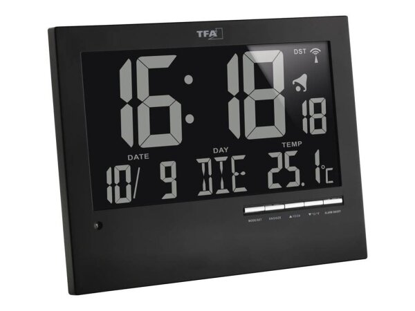 TFA® digitale Funkwanduhr 60.4508 schwarz Kunststoff 23,0 x 18,5 cm