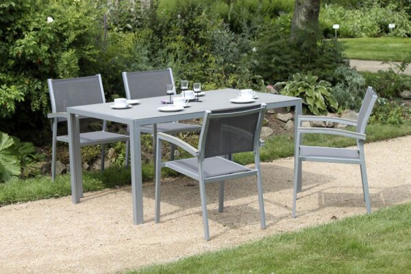 Garden Pleasure Sitzgruppe GRACE grau, hellgrau Kunststoff, Metall, 5-teilig