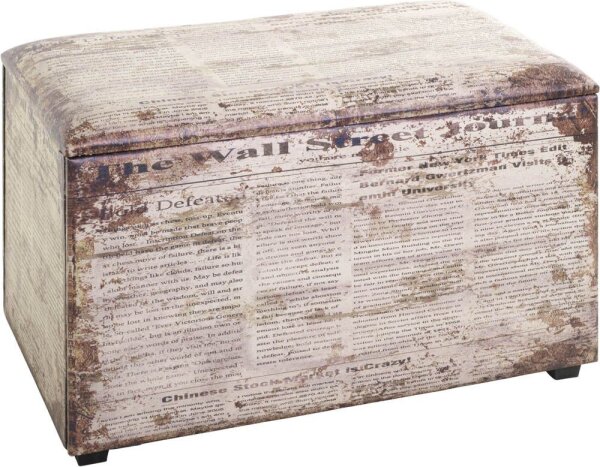 HAKU Möbel Sitztruhe 25774 Motiv Zeitung Holz 65,0 cm