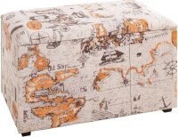 HAKU Möbel Sitztruhe 25975 Motiv Weltkarte Holz 65,0 cm