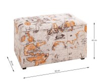 HAKU Möbel Sitztruhe 25975 Motiv Weltkarte Holz 65,0 cm
