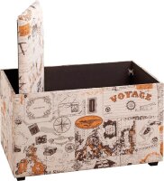 HAKU Möbel Sitztruhe 25975 Motiv Weltkarte Holz 65,0 cm